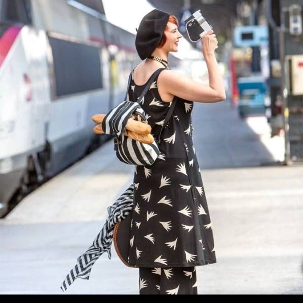 Gudrun Sjoden black&white tank dress sz Medium